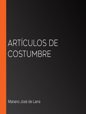 cover image of Artículos de costumbre